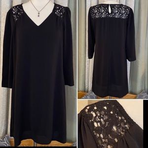 Lily Rose Black Lace Keyhole Dress 3/4 Sleeve